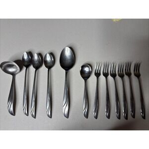 Japan stainless UNF 155 set Ladle Ice Tea Serving‎ Spoon Cockta Fork Wave design